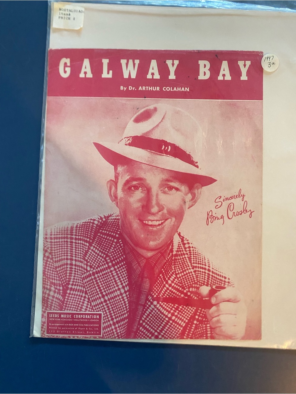 Vintage 1947 Galway Bay Sheet Music - Bing Crosby
